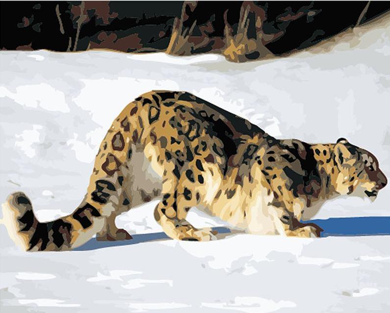 Wild Cat, Leopard in the Snow Painting - Painting by Numbers - All Paint by numbers