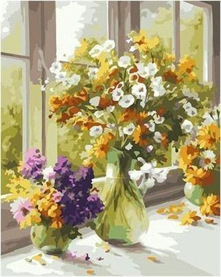 Yellow, White and Purple Flowers - All Paint by numbers