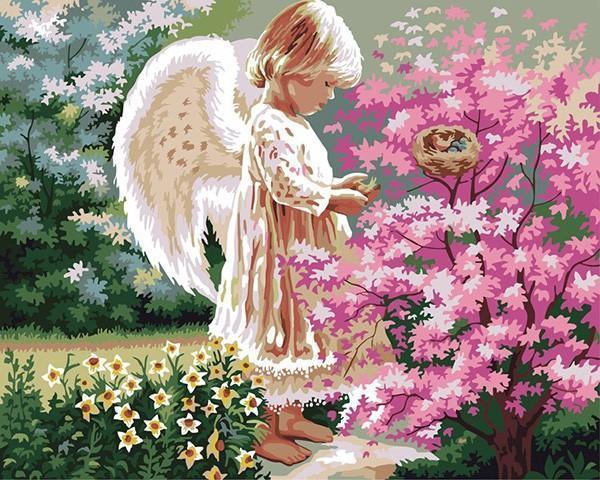 Little Angel Girl in the Garden DIY Painting - All Paint by numbers