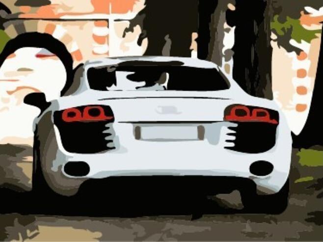 A Speedy White Car - All Paint by numbers