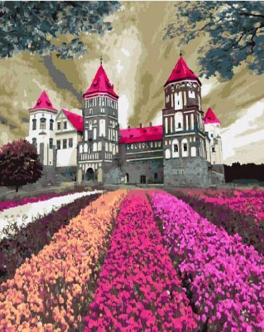 Castle & Beds of Flowers - All Paint by Numbers
