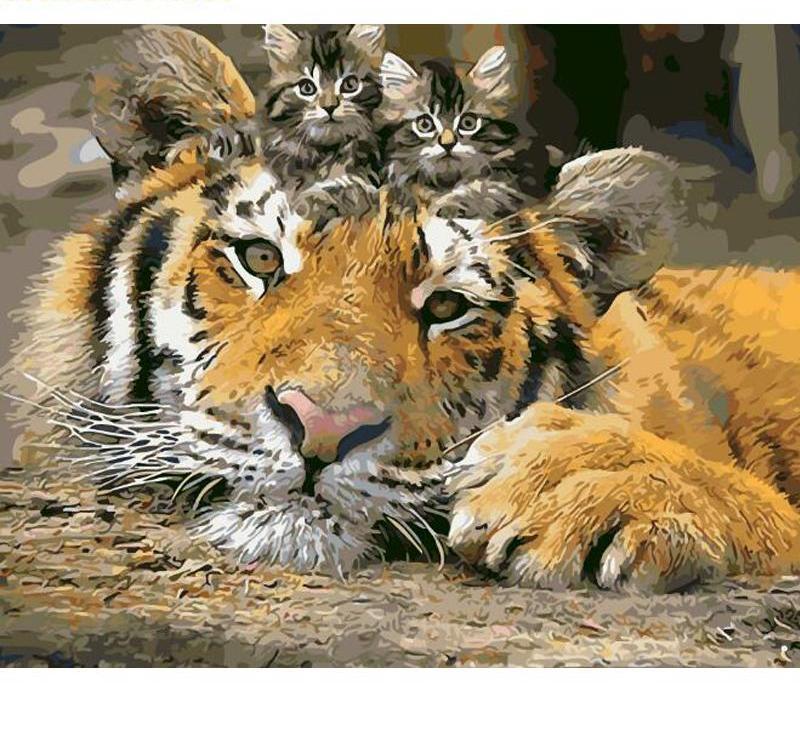 Kittens on the Tiger Painting - All Paint by numbers