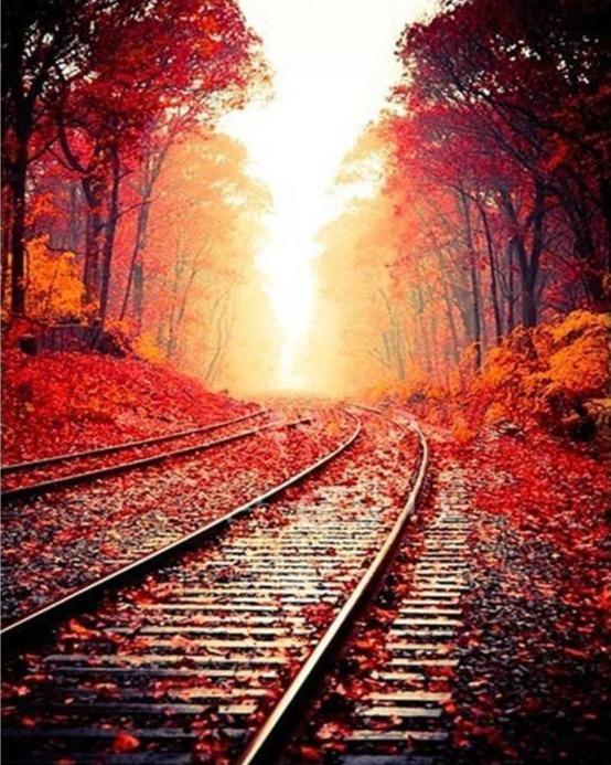 Romantic Autumn Train Track Painting DIY with Kit