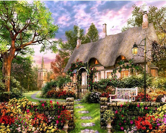 Beautiful House and Garden Painting - All Paint by numbers