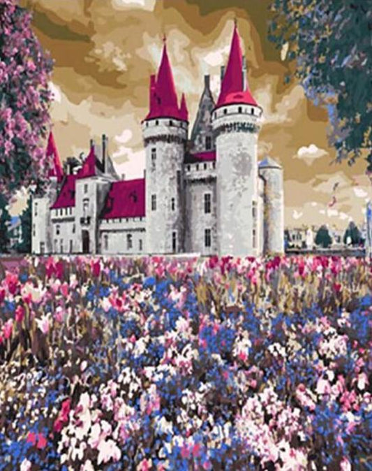 Castle Surrounded by Flowers - All Paint by numbers