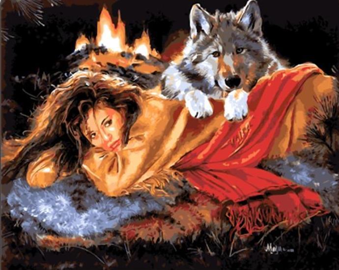 A Lady & A Wolf - All Paint by numbers