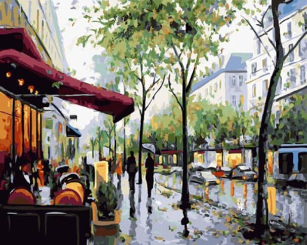 A Painting of Rainy Street - All Paint by numbers
