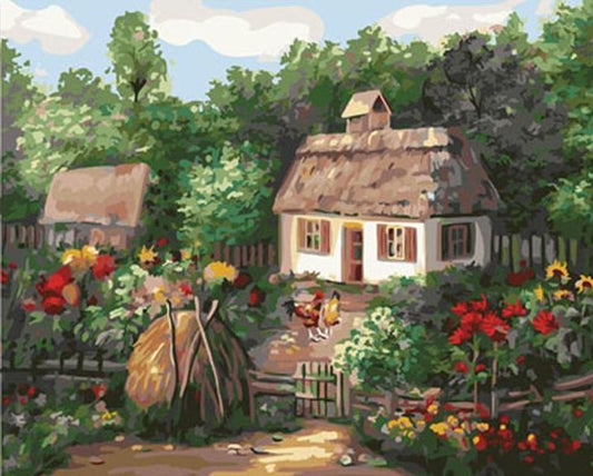 A Cottage Surrounded by Flowers - All Paint by numbers