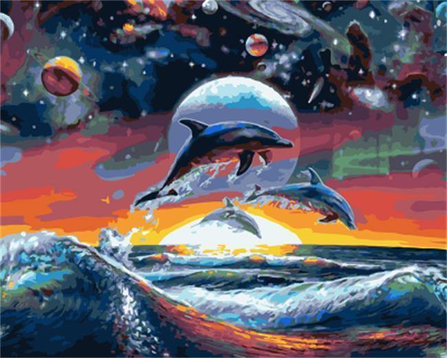 Diving Dolphins - All Paint by Numbers