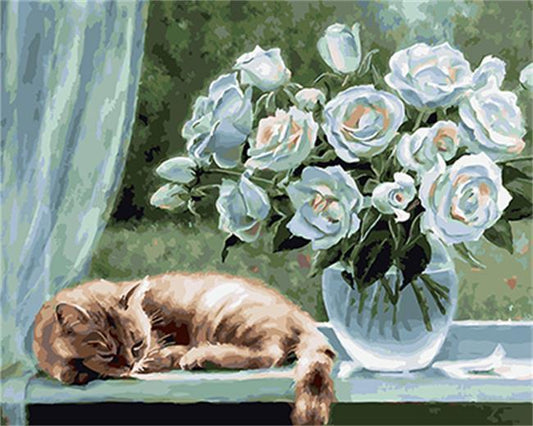 A Vase & a Cat - All Paint by numbers