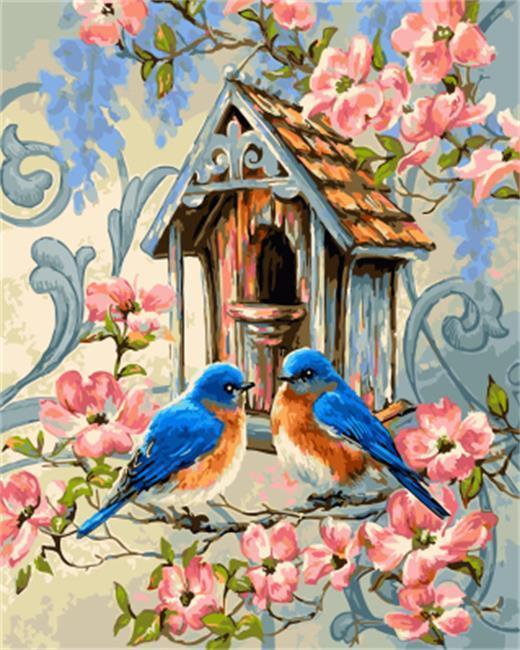 Birds And Flowers - Paint By Number - Paint by Numbers for Sale