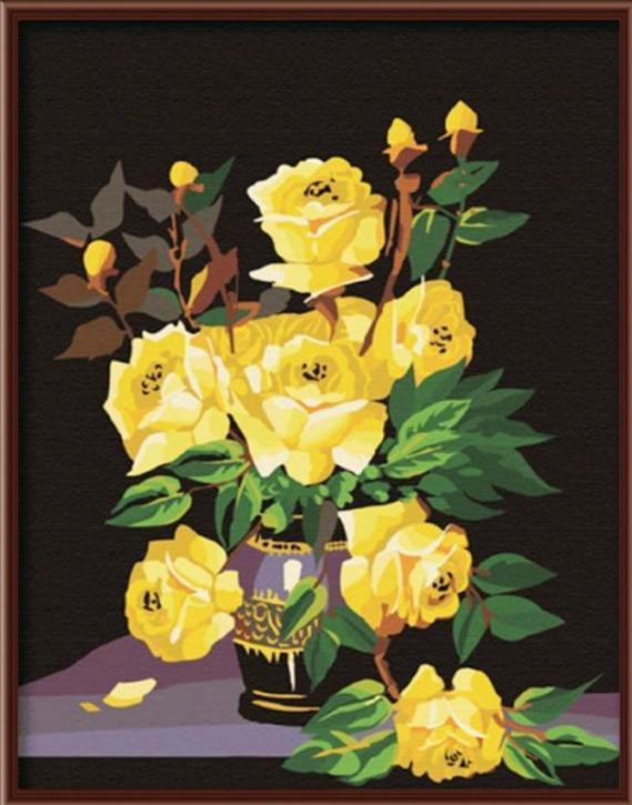 Yellow Roses in a Flower Pot - All Paint by numbers