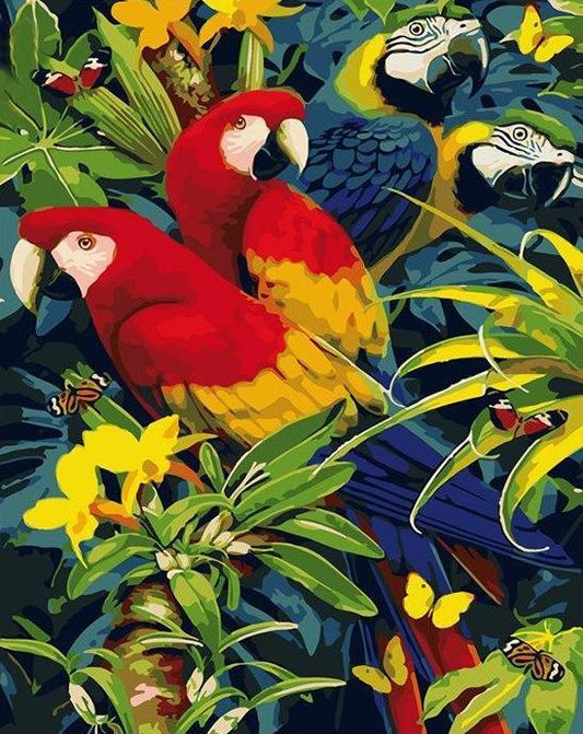 birds flowers paint by numbers