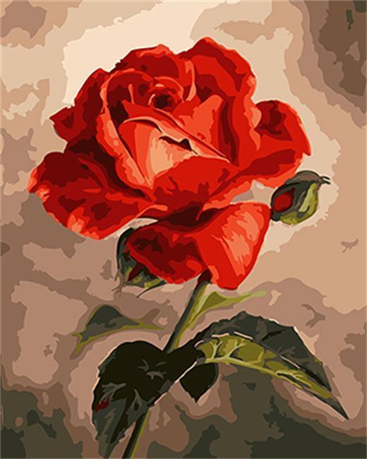 A Blooming Red Rose - All Paint by numbers