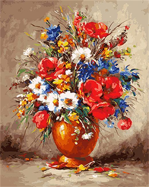 A Vase full of Colorful Flowers - All Paint by numbers