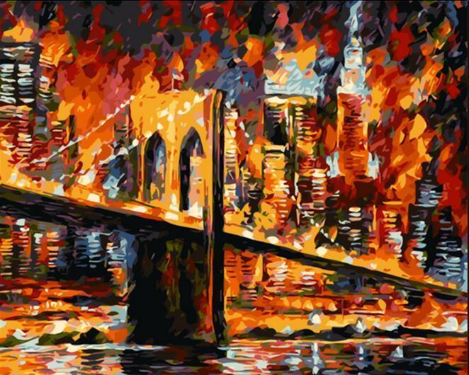 New York Brooklyn Bridge (With Frame) - All Paint by numbers