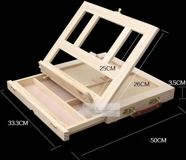 Portable Wooden Box with Sliding Drawer for Art Supplies
