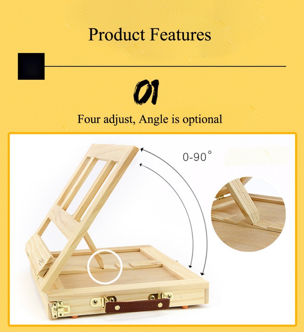 Portable Wooden Box with Sliding Drawer for Art Supplies