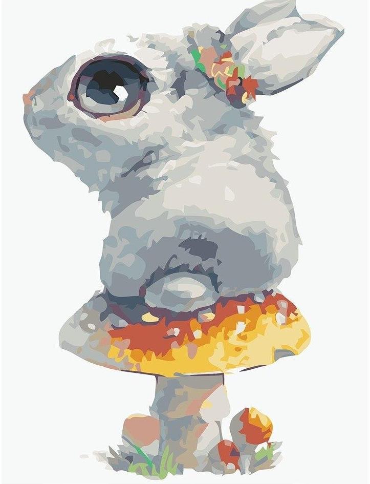 Rabbit sitting on Mushroom - All Paint by numbers