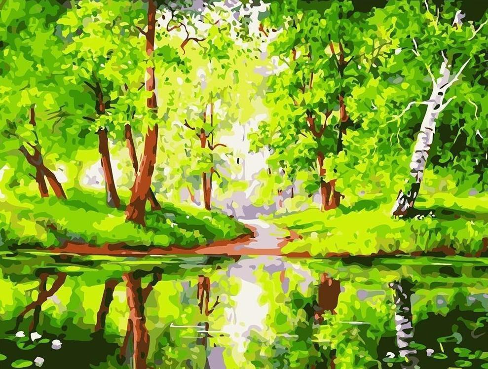 Green Forest By the Lake - All Paint by numbers