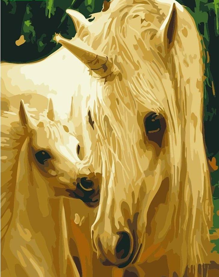 A unicorn with her baby - All Paint by numbers
