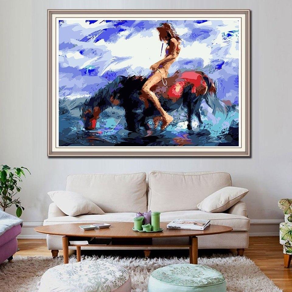 Horse Riding Warrior Girl - All Paint by numbers