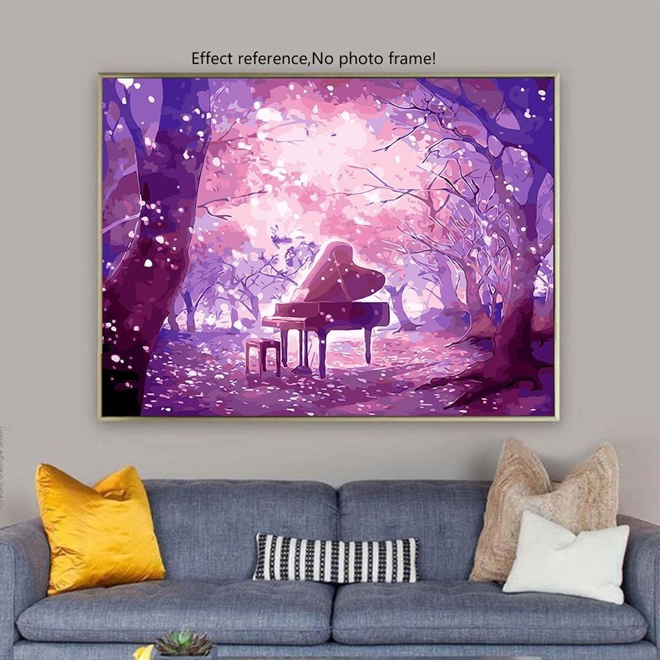 Piano Table in Purple Forest - All Paint by numbers