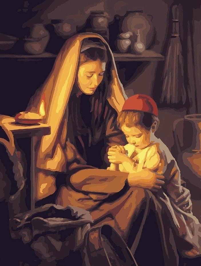 A Mother sitting with her Son - All Paint by numbers