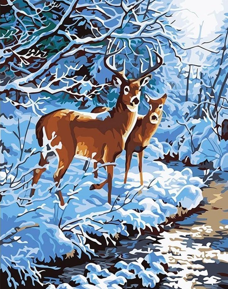 Winter, Snow & Deer - All Paint by numbers
