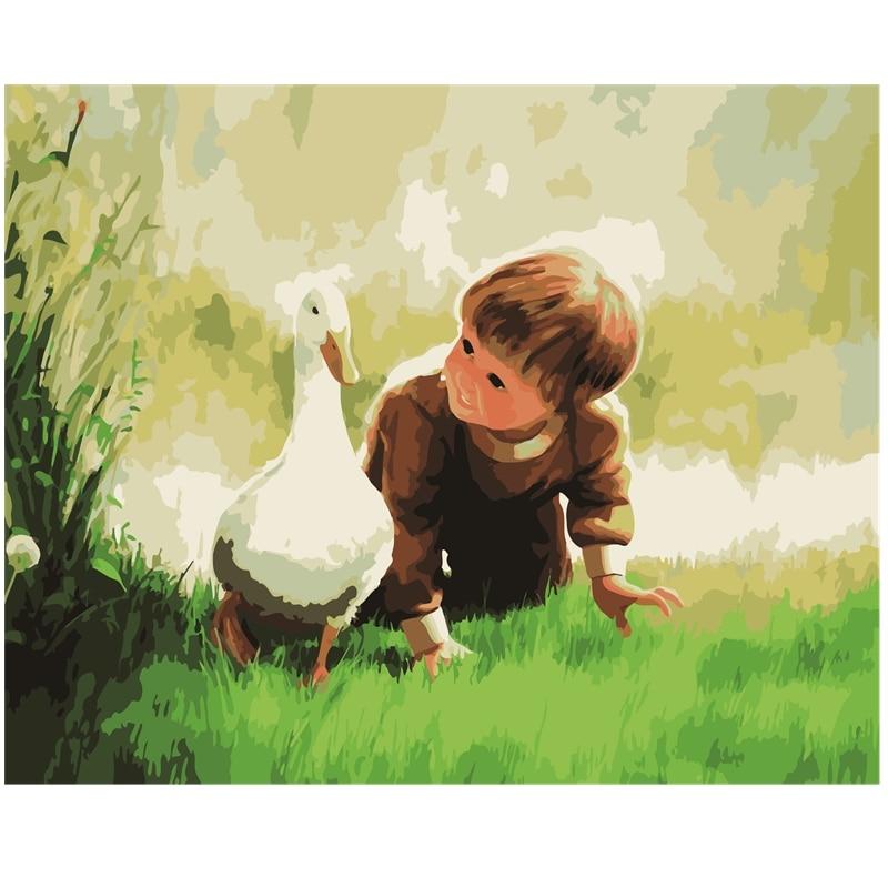 A Baby & A Duck - All Paint by numbers