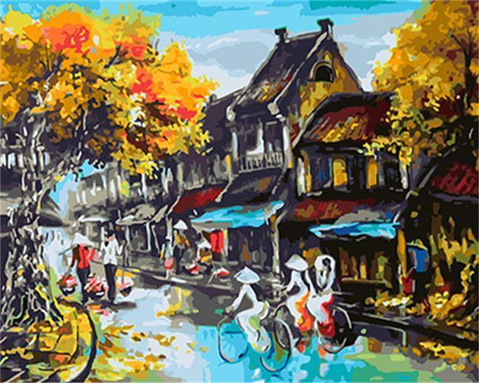 Cyclists Wandering about Streets - All Paint by numbers
